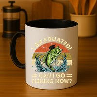 Retro I Graduated Can I Go Fishing Now Cute Graduation Mug