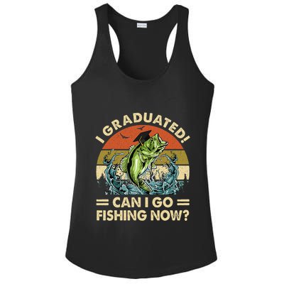 Retro I Graduated Can I Go Fishing Now Cute Graduation Ladies PosiCharge Competitor Racerback Tank