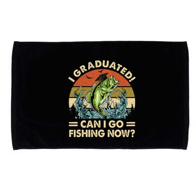 Retro I Graduated Can I Go Fishing Now Cute Graduation Microfiber Hand Towel