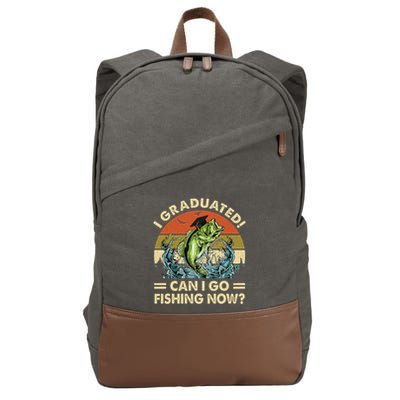 Retro I Graduated Can I Go Fishing Now Cute Graduation Cotton Canvas Backpack