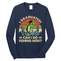 Retro I Graduated Can I Go Fishing Now Cute Graduation Long Sleeve Shirt