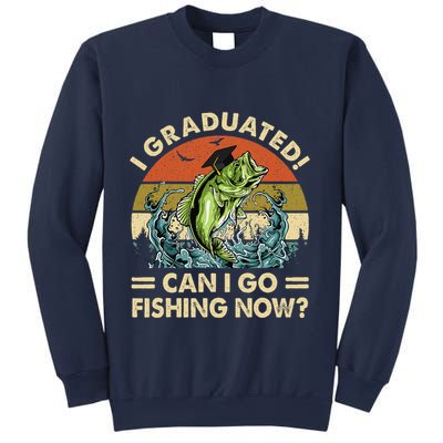 Retro I Graduated Can I Go Fishing Now Cute Graduation Sweatshirt