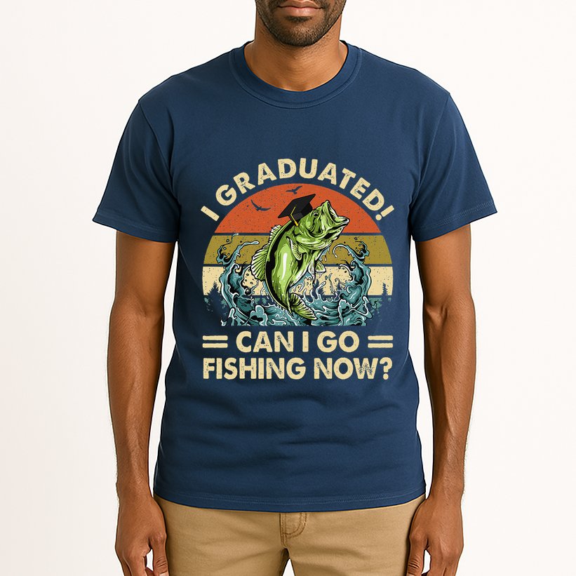 Retro I Graduated Can I Go Fishing Now Cute Graduation Tall T-Shirt