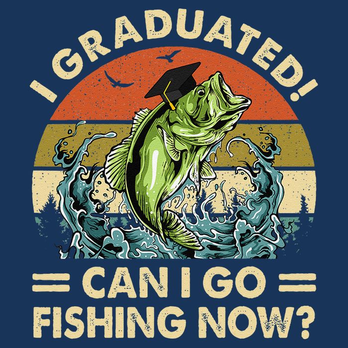 Retro I Graduated Can I Go Fishing Now Cute Graduation Button