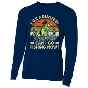 Retro I Graduated Can I Go Fishing Now Cute Graduation Cooling Performance Long Sleeve Crew