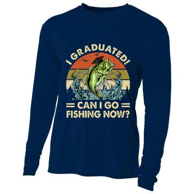 Retro I Graduated Can I Go Fishing Now Cute Graduation Cooling Performance Long Sleeve Crew