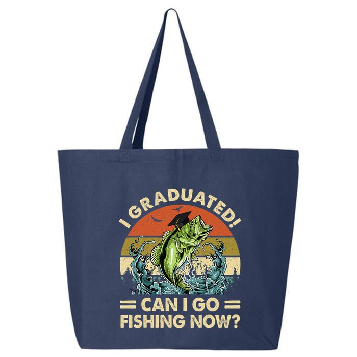 Retro I Graduated Can I Go Fishing Now Cute Graduation 25L Jumbo Tote