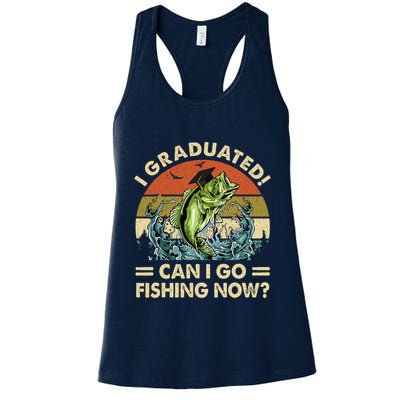 Retro I Graduated Can I Go Fishing Now Cute Graduation Womens Tank Top
