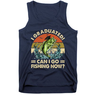 Retro I Graduated Can I Go Fishing Now Cute Graduation Tank Top
