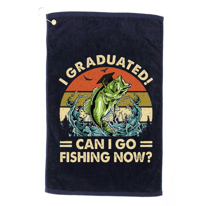 Retro I Graduated Can I Go Fishing Now Cute Graduation Golf Towel