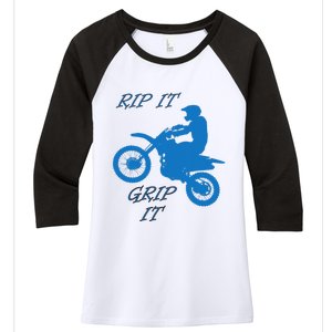 Rip It Grip It Motorcycle Dirt Bike Racing Women's Tri-Blend 3/4-Sleeve Raglan Shirt