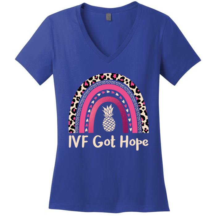 Rainbow Ivf Got Hope Ivf Pineapple For Transfer Day Cute Gift Women's V-Neck T-Shirt