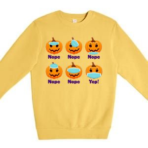 Right And Wrong Way To Wear Masks Pumpkins Premium Crewneck Sweatshirt