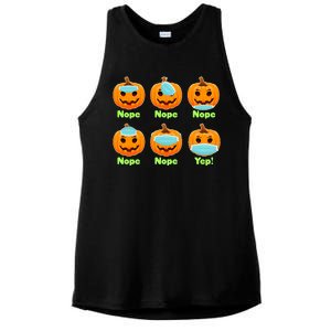 Right And Wrong Way To Wear Masks Pumpkins Ladies PosiCharge Tri-Blend Wicking Tank