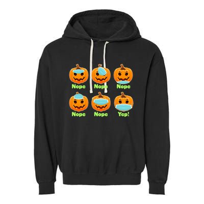 Right And Wrong Way To Wear Masks Pumpkins Garment-Dyed Fleece Hoodie