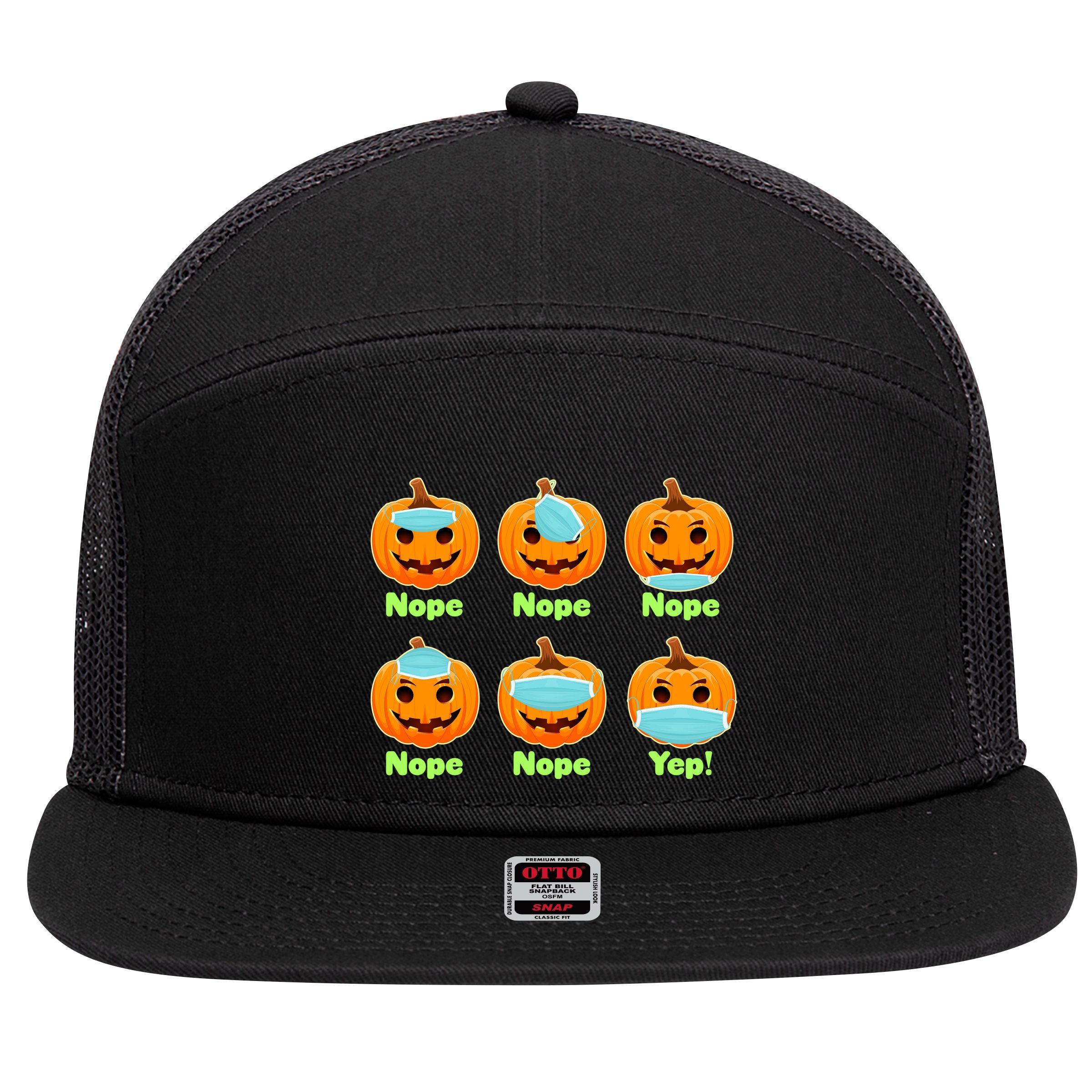 Right And Wrong Way To Wear Masks Pumpkins 7 Panel Mesh Trucker Snapback Hat