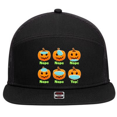 Right And Wrong Way To Wear Masks Pumpkins 7 Panel Mesh Trucker Snapback Hat