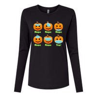 Right And Wrong Way To Wear Masks Pumpkins Womens Cotton Relaxed Long Sleeve T-Shirt