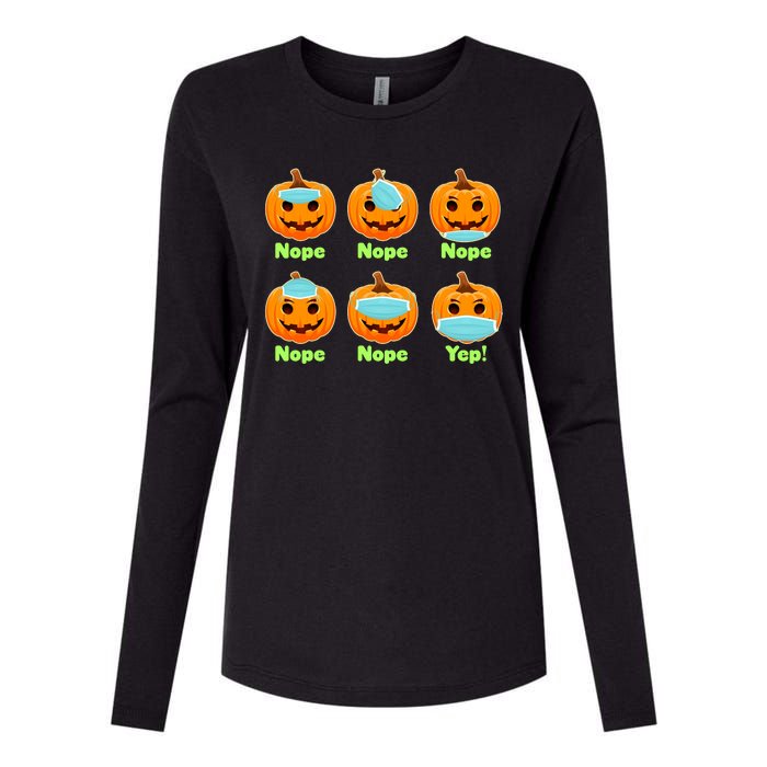 Right And Wrong Way To Wear Masks Pumpkins Womens Cotton Relaxed Long Sleeve T-Shirt