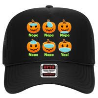 Right And Wrong Way To Wear Masks Pumpkins High Crown Mesh Back Trucker Hat