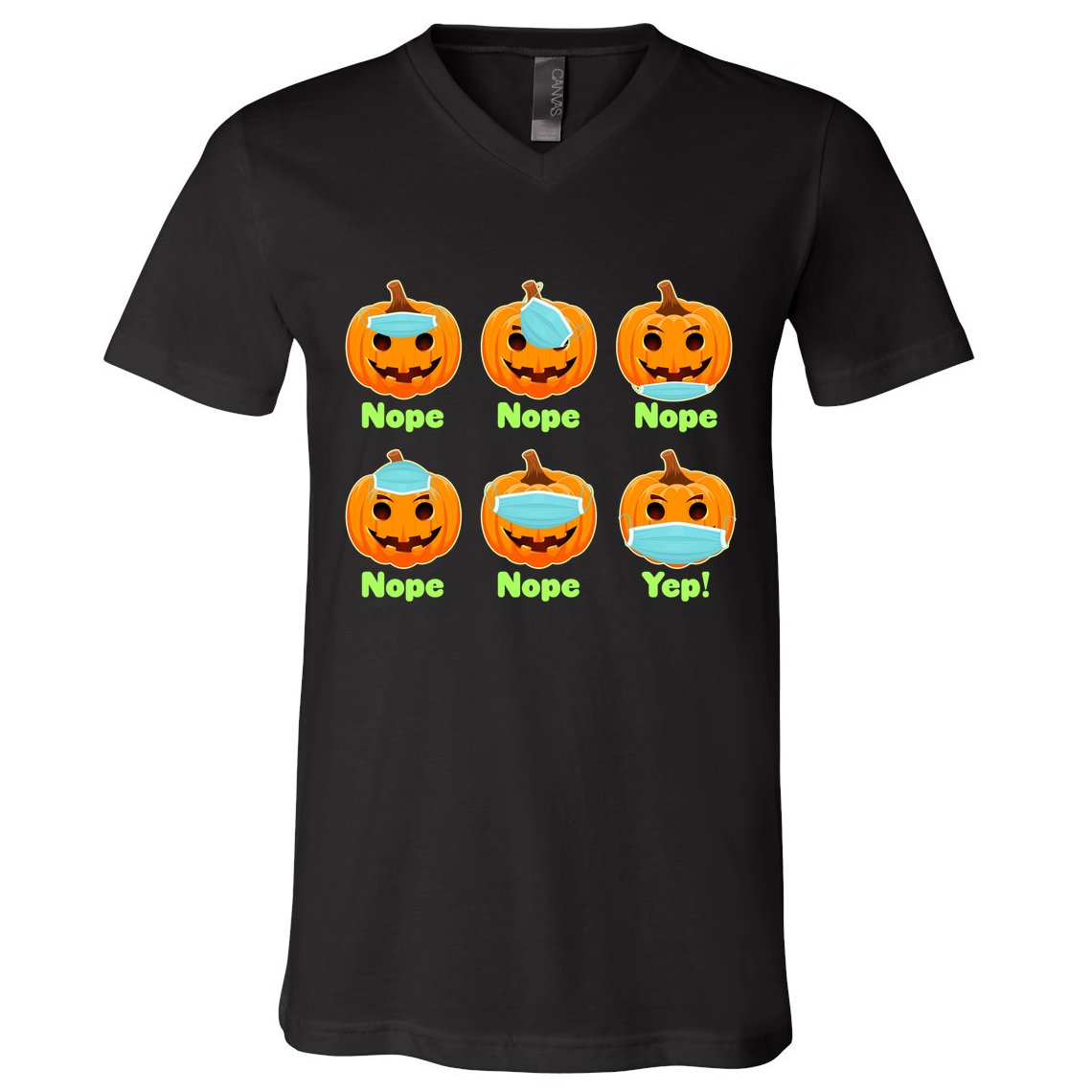 Right And Wrong Way To Wear Masks Pumpkins V-Neck T-Shirt