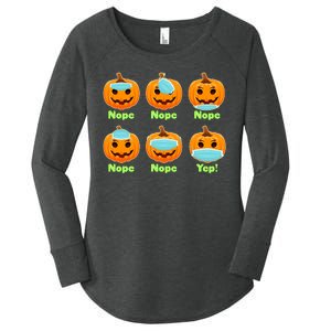 Right And Wrong Way To Wear Masks Pumpkins Women's Perfect Tri Tunic Long Sleeve Shirt