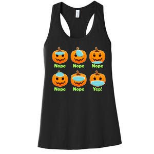 Right And Wrong Way To Wear Masks Pumpkins Women's Racerback Tank