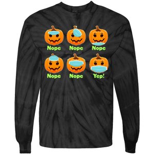 Right And Wrong Way To Wear Masks Pumpkins Tie-Dye Long Sleeve Shirt