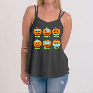 Right And Wrong Way To Wear Masks Pumpkins Women's Strappy Tank