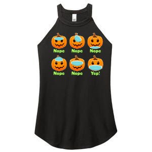 Right And Wrong Way To Wear Masks Pumpkins Women's Perfect Tri Rocker Tank