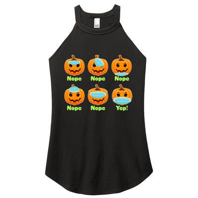 Right And Wrong Way To Wear Masks Pumpkins Women's Perfect Tri Rocker Tank