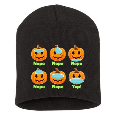 Right And Wrong Way To Wear Masks Pumpkins Short Acrylic Beanie