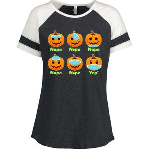 Right And Wrong Way To Wear Masks Pumpkins Enza Ladies Jersey Colorblock Tee