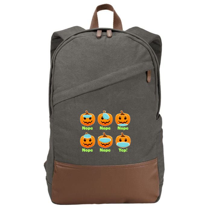 Right And Wrong Way To Wear Masks Pumpkins Cotton Canvas Backpack