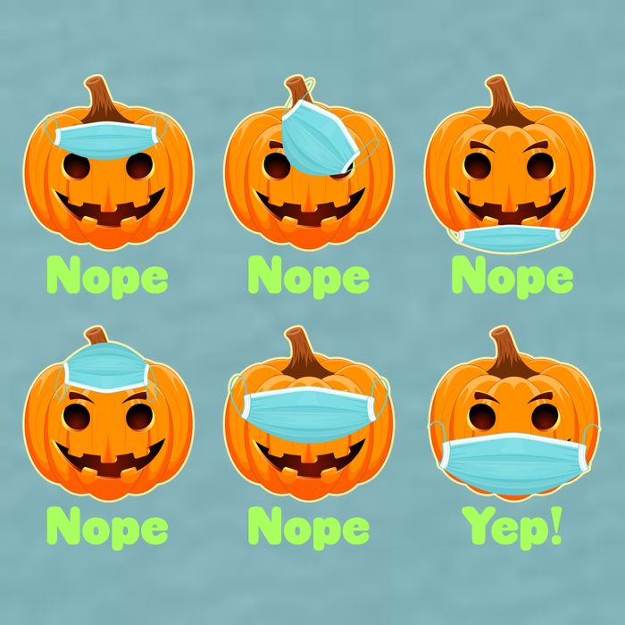 Right And Wrong Way To Wear Masks Pumpkins Sueded Cloud Jersey T-Shirt