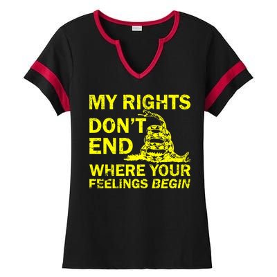 Rights Don't End Where Feelings Begin Ladies Halftime Notch Neck Tee