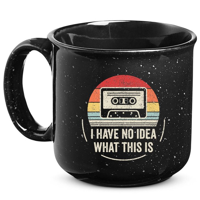 Retro I Have No Idea What This Is Kids Funny Cassette 15oz Campfire Ceramic Mug