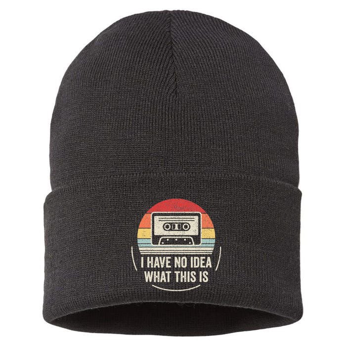 Retro I Have No Idea What This Is Kids Funny Cassette Sustainable Knit Beanie