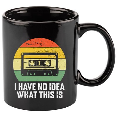Retro I Have No Idea What This Is Funny Cassette 11oz C Handle Ceramic Mug