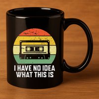 Retro I Have No Idea What This Is Funny Cassette 11oz C Handle Ceramic Mug