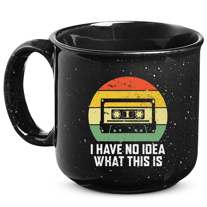 Retro I Have No Idea What This Is Funny Cassette 15oz Campfire Ceramic Mug