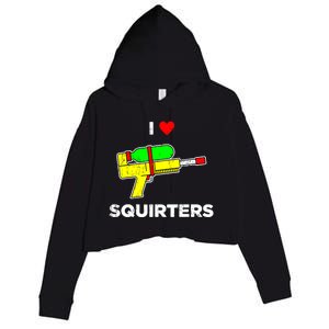 Retro I Heart Squirters Funny I Love Squirters Crop Fleece Hoodie