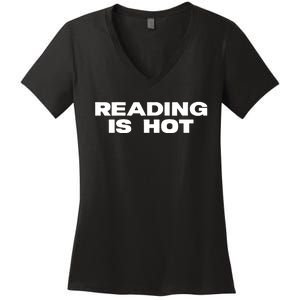 Reading Is Hot Stormi Women's V-Neck T-Shirt