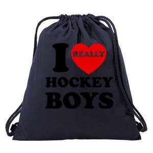 Retro I Heart Hockey I Love Hockey Family Matching Cute Gift Drawstring Bag