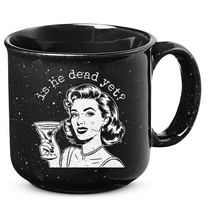Retro Is He Dead Yet Anti Fascism 15oz Campfire Ceramic Mug