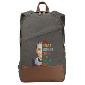 Rbg Ive Heard Enough From Old White Cotton Canvas Backpack