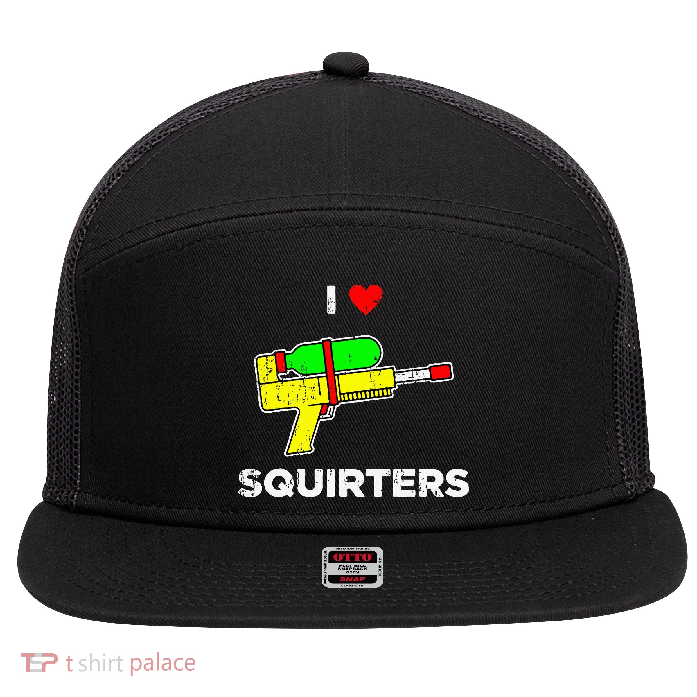 Retro I Heart Squirters Funny I Love Squirters 7 Panel Mesh Trucker Snapback Hat