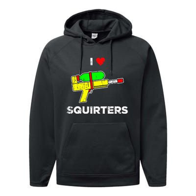 Retro I Heart Squirters Funny I Love Squirters Performance Fleece Hoodie