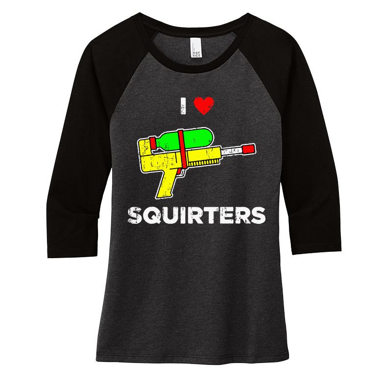 Retro I Heart Squirters Funny I Love Squirters Women's Tri-Blend 3/4-Sleeve Raglan Shirt