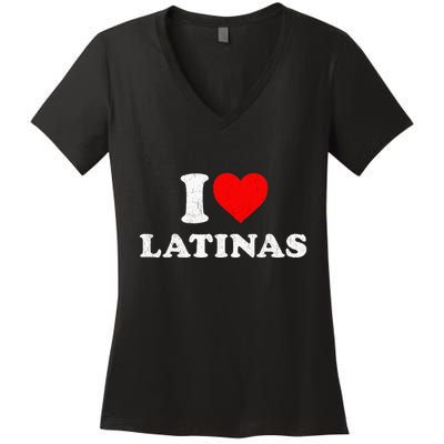 Retro I Heart Latinas Clothing I Love Latinas Women's V-Neck T-Shirt